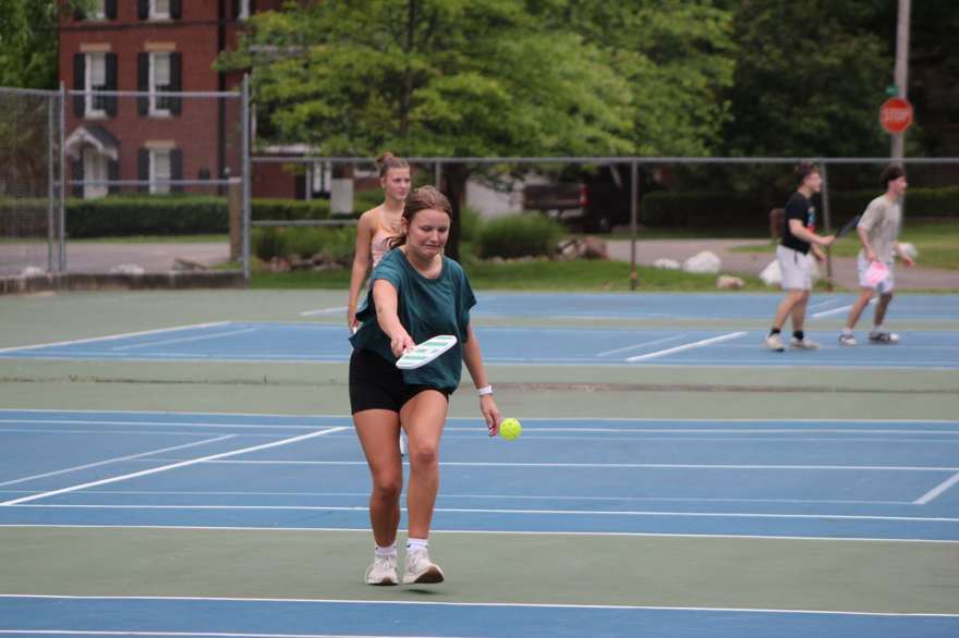 Players on public outdoor pickleball courts