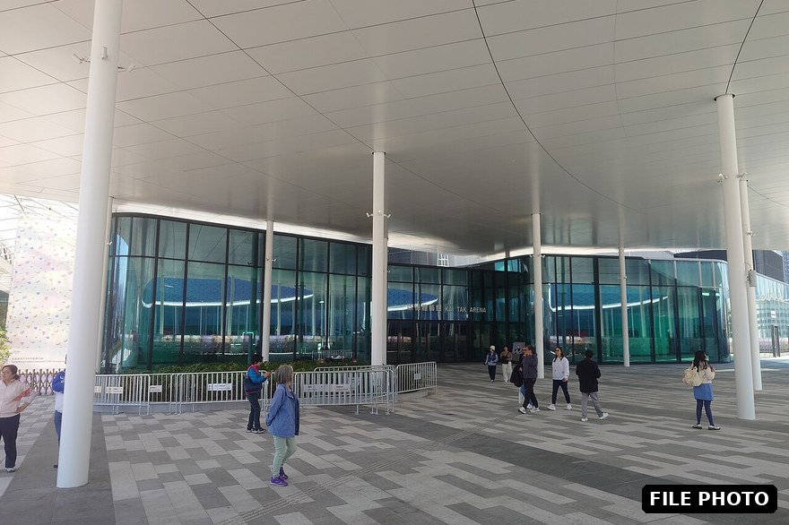 The south entrance of Kai Tak Arena in Hong Kong