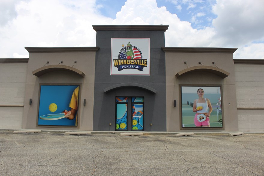 The storefront of Winnersville Pickleball, a dedicated pickleball facility in Valdosta, Georgia