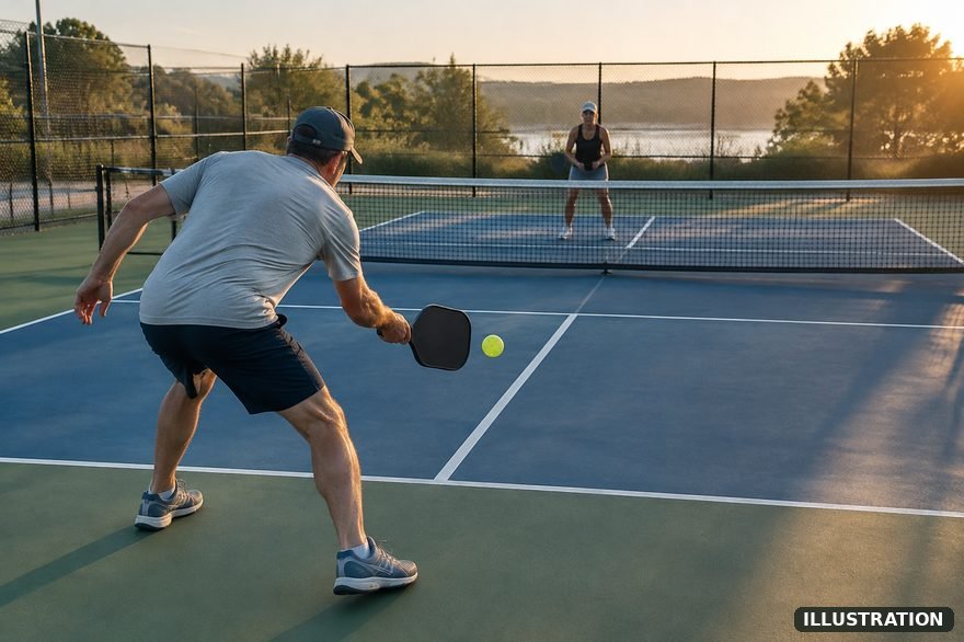 Illustrated graphic for a guide about pickleball return of serve tips